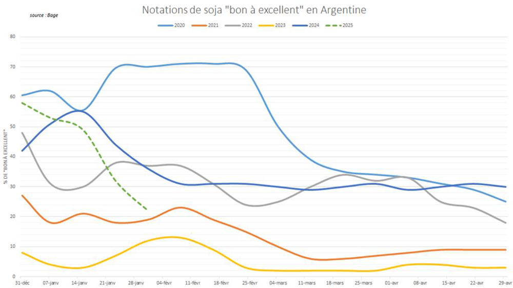 Les conditions de culture continuent de décrocher en Argentine.