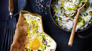 Galette à la crème de poireau et au beaufort. Galette à la crème de poireau et au beaufort.