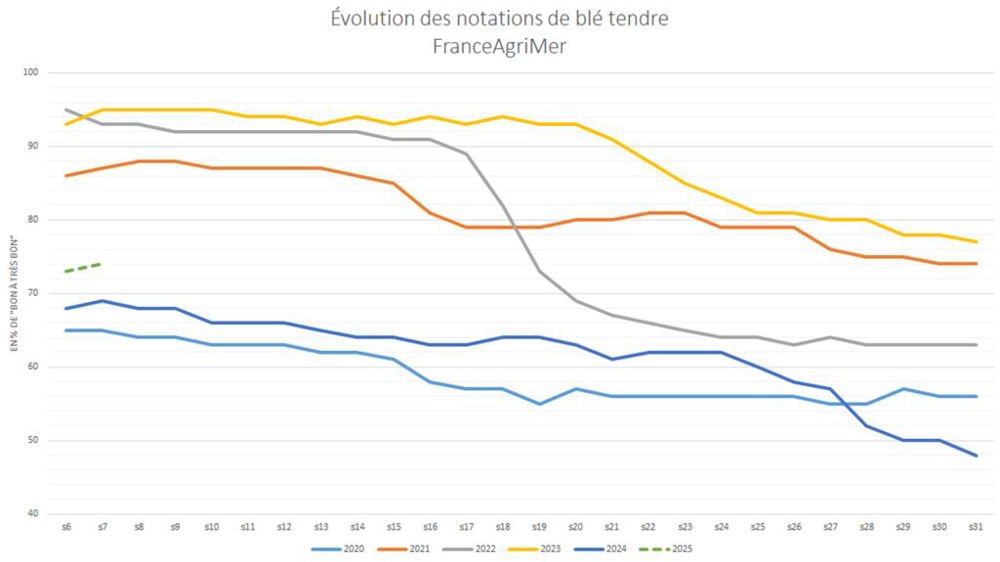 Les notations de culture restent faibles par rapport aux précédentes campagnes.