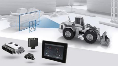 Le système de détection anticollision de Bosch Rexroth peut être intégré à toutes sortes de machines mobiles. Le système de détection anticollision de Bosch Rexroth peut être intégré à toutes sortes de machines mobiles.
