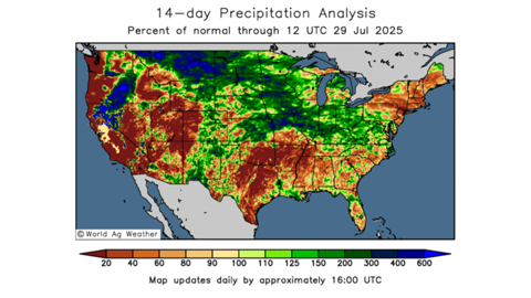 Des pluies excessives sont enregistrées dans la Corn Belt.