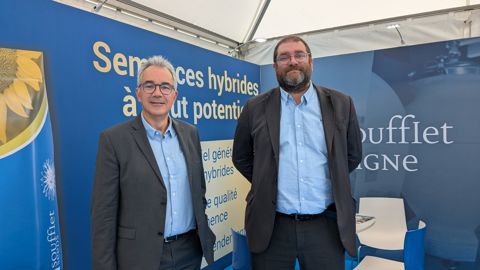 Christophe Passelande, DG de Soufflet agriculture et Soufflet vigne, et Antoine de Zutter, DG de Soufflet agriculture France, jeudi 4 septembre, à la Foire de Châlons.