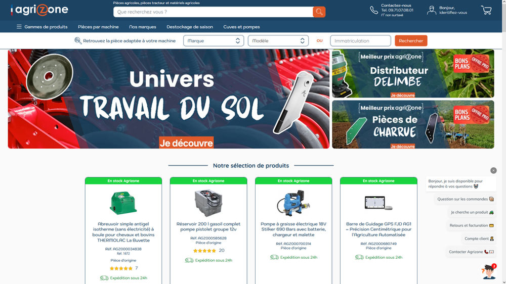 Agrizone référencie un large catalogue de pièces de rechange agricoles et de petits matériels. Agrizone référencie un large catalogue de pièces de rechange agricoles et de petits matériels.