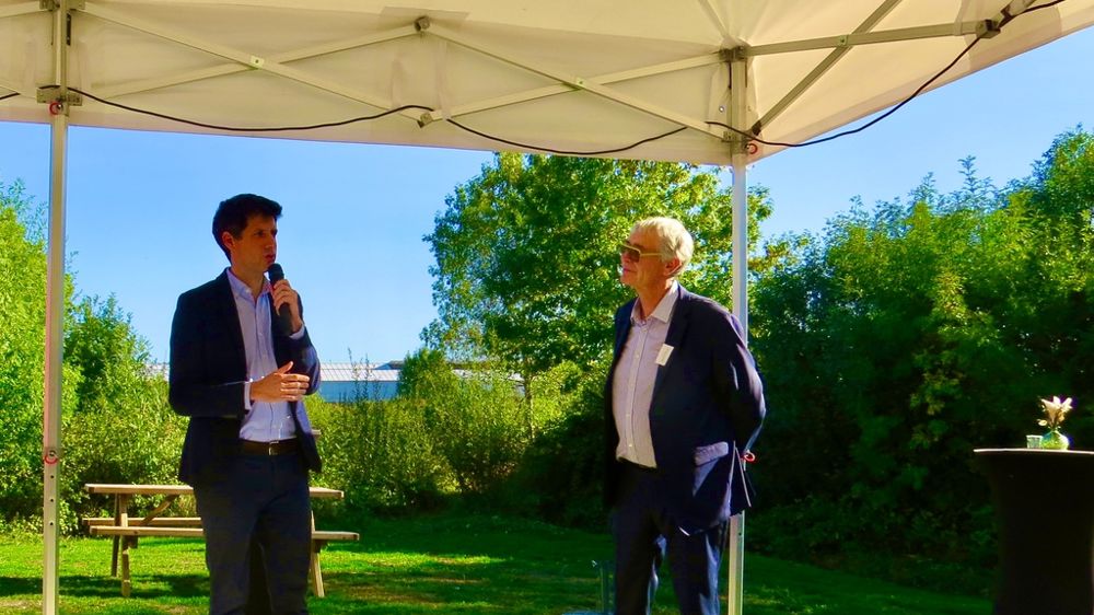 Julien Denormandie, ancien ministre de l‘agriculture, et Christian Hecker, PDG d’If Tech, lors de l’inauguration du nouvel outil industriel en septembre 2025.