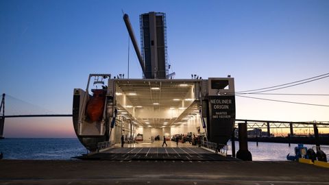 Le cargo relie le port de Montoir-de-Bretagne à celui de Baltimore aux USA.