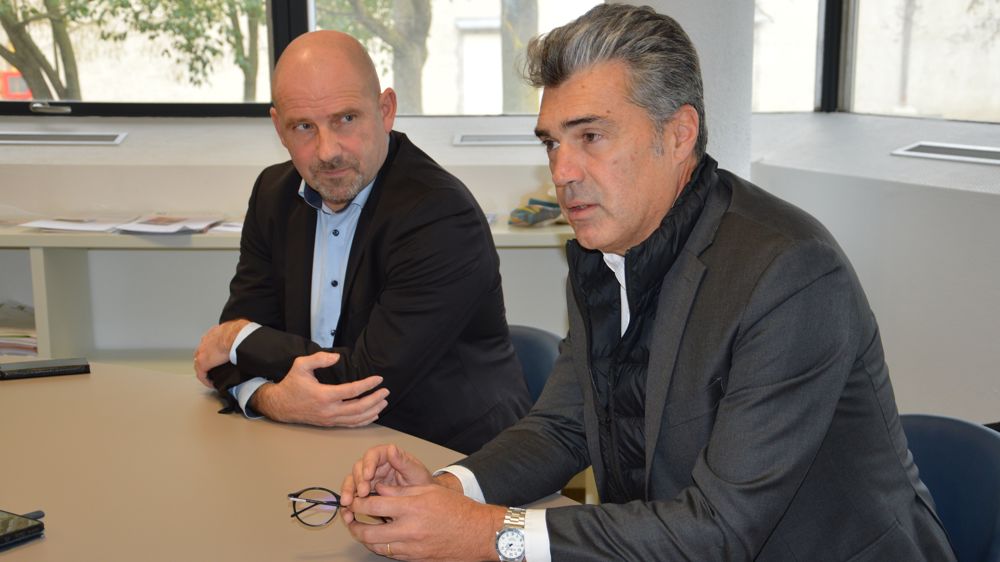 Jean-François Naudi, président d’Arterris, et Eric Foucault, directeur général, lors de la conférence de presse, lundi 15 décembre, qui a précédé l’assemblée générale.
