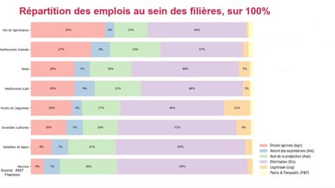 L'emploi dans l'agroalimentaire par filière