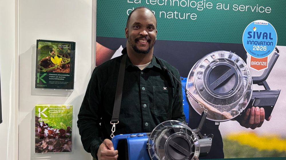 Présenté pendant le Sival par Gérald Surena de l'entreprise Koppert, Natutec Airobreez®  peut être utilisé pour une répartition sur toute la serre ou pour des zones spécifiques.