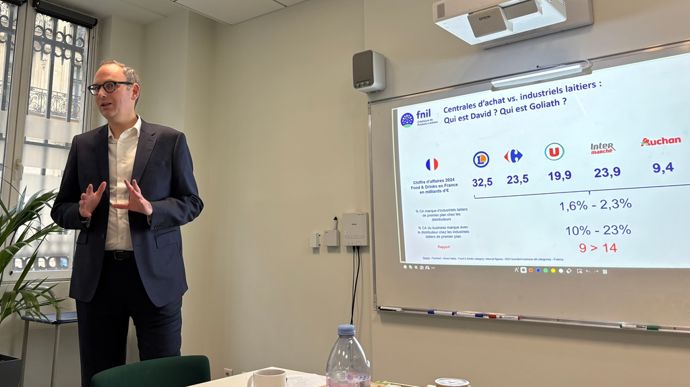 François-Xavier Huard, PDG de la Fnil, lors de la conférence de presse du 5 février 2026 : "Nous demandons que soit imposée une négociation nationale pour les biens produits en France afin de protéger les revenus de l'ensemble la chaine."