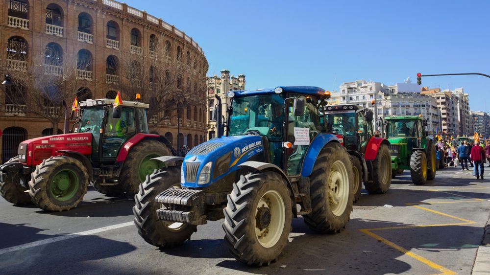 Des agriculteurs italiens manifestent à Valence.