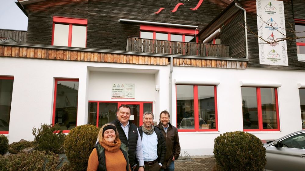 De gauche à droite, au siège de Meersburg, Monika Junius, présidente de Plocher, Pierre Brotier, représentant pour la France, Martin Huber, directeur commercial, et Mathias Reicht, responsable R&D.