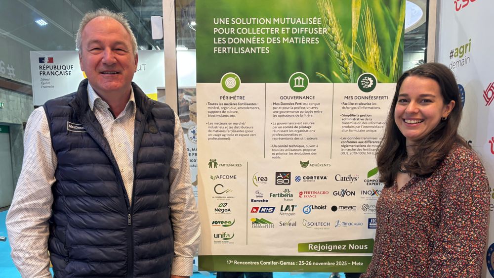 François Deltour, directeur général de Soveea, et Marie Beuret, directrice générale d'Agro EDI Europe, jeudi 26 février, au Sia.