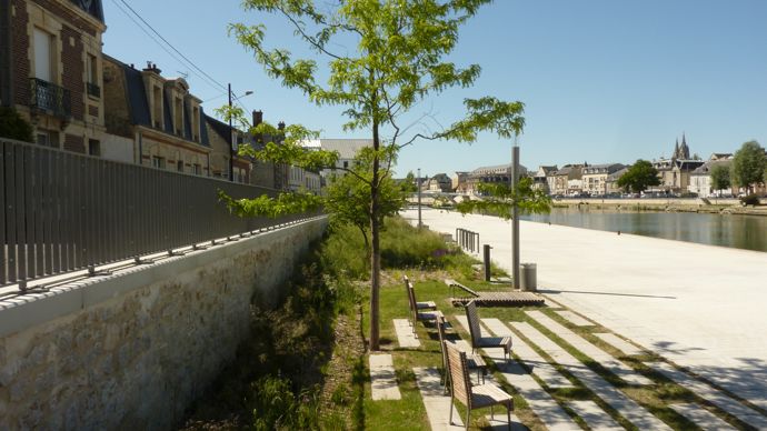 Les « Berges de l’Aisne en traversée urbaine » remettent en avant la rivière qui traverse la ville sur 9 km, un atout important pour la redynamisation de la cité.