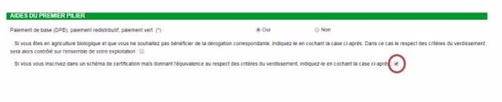 Case prévue pour la certification maïs à cocher dans la déclaration Pac