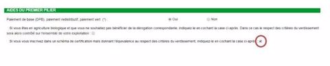 Case prévue pour la certification maïs à cocher dans la déclaration Pac